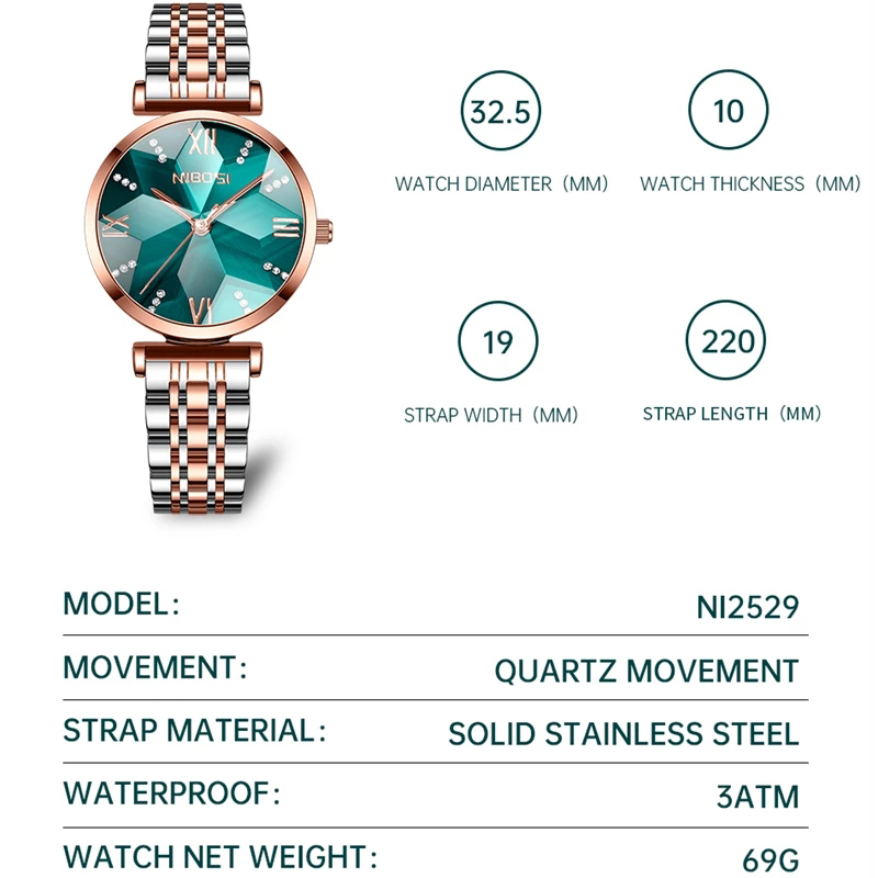 NIBOSI Fashion Rhombus Mirror  - огляд і ціна Luxury Watch Top 10