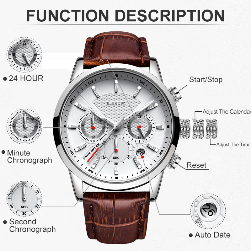LIGE Top Brand Luxury Men Watc - огляд і ціна Luxury Watch Maker